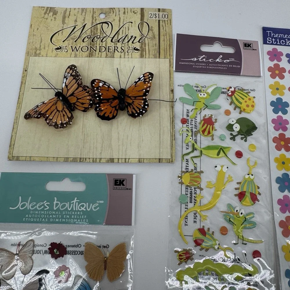 Scrapbook Embellishment Sticker Lot Butterflies Flowers Bugs Jolee's Boutique